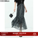 COCOBELLA氣質(zhì)飄逸大擺抽褶碎花半身裙女夏田園A字長(cháng)裙HS117 碎花 L