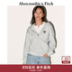 Abercrombie & Fitch【抓絨鎖溫】女裝25秋冬新款字母LOGO拉鏈連帽衛衣外套152-5249 淺灰色 M (165/96A)