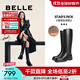 百麗（Belle）周雨彤同款月光騎士靴女冬季商場(chǎng)款顯瘦長(cháng)靴3EL73DG4 柔霧黑（啞光面）-絨里 37 (235mm)