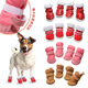 狗狗鞋子冬天中小型犬棉鞋柯基泰迪比熊博美加絨保暖雪地靴軟鞋底 圣誕款紅色5號【適用于11-16斤】