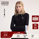 Teenie Weenie小熊女裝T恤2025秋季新款簡(jiǎn)約線(xiàn)條撞色拼接長(cháng)袖上衣 黑色 L