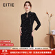 愛(ài)特愛(ài)（EITIE）優(yōu)雅復古新中式開(kāi)叉修身絲絨連衣裙秋冬新款旗袍裙子C2407428 極簡(jiǎn)黑20 S 155