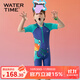 WATERTIME/水川 兒童泳衣男童泳褲泡溫泉短袖平角連體卡通游泳衣深藍12