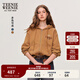 Teenie Weenie小熊女裝連帽衛衣2025秋季新款復古水洗拉鏈短款開(kāi)衫 棕色 L (170)