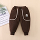 Radinka2025冬季新款三層加厚寶寶加絨褲子夾棉兒童運動(dòng)褲潮男童棉褲DHT BED-口袋小狗加絨加厚棉褲棕色 【尺碼偏小】 110