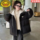 G.DUCKKIDS小黃鴨女童羽絨棉服加厚冬裝25新款中大童兒童冬季外套棉衣假兩件 黑色 【正碼偏大】 160 碼建議身高150-160cm