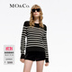 MO&Co.【新中式】針織衫綿羊毛斜襟金扣短款條紋中國風(fēng)摩安珂 黑白條色 S 160