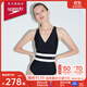 速比濤（Speedo）泳衣女噪點(diǎn)系列抗氯顯瘦復古寬腰帶ins風(fēng)休閑溫泉度假連體泳衣 黑色/白色 2XL (高166-175cm,重69-72kg)