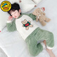 G.DUCKKIDS小黃鴨男童珊瑚絨睡衣秋冬加厚男孩寶寶套頭兒童家居服冬季法蘭絨 小熊綠色 100 建議90-100cm3-4歲