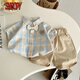 史努比（SNOOPY）嬰兒衣服夏季洋氣時(shí)髦純棉短袖小西裝套裝一周歲男寶寶生日宴夏裝 小熊套裝 90