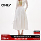 ONLY2025秋季新款蝴蝶結綁帶寬松長(cháng)裙蛋糕裙半身裙女|125116013 A43奶油白色 L