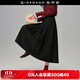 佐丹奴設計師款裙子女新款泡泡紗松緊腰黑色a字裙半身裙18465220