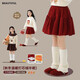艾卡諾 I.KARNOW女童半身裙冬季紅色裙子2025秋冬新款加絨兒童短裙女大童冬裝韓版 4527安哥拉紅【毛呢短裙】 110