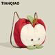 皓娥卡通紅蘋(píng)果抽繩雙肩背包大容量毛絨絨斜挎包學(xué)生上課單肩包 蘋(píng)果背包【紅色】