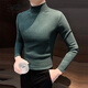 洋客高端長(cháng)袖t恤男秋冬新款百搭潮流半高領(lǐng)男士打底衫修身內搭t恤冬季 綠色 L 建議105-120斤