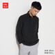 優(yōu)衣庫男裝柔滑彈力搖粒絨半拉鏈套頭衫T恤保暖打底473141 09 黑色 4XL