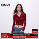 ONLY2025秋季新款休閑時(shí)尚氣質(zhì)V領(lǐng)修身短款針織衫女|125324030 F16 里約紅 S