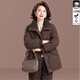 梵花秀（fanhuaxiu）中年媽媽羽絨服冬季大碼格子外套中長(cháng)款中老年女秋冬洋氣保暖上衣 咖色 （新國標白鴨絨） 2XL 建議穿131-145斤