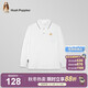 暇步士（Hush Puppies）童裝男童polo衫25秋兒童學(xué)院風(fēng)長(cháng)袖T恤休閑上衣 本白    140   
