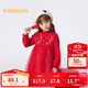 巴拉巴拉（BALABALA）兒童連衣裙女童裙子新年網(wǎng)紗公主裙拜年服 中國紅60611 120 cm