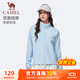 駱駝（CAMEL）雙面搖粒絨外套女裝立領(lǐng)運動(dòng)抓絨上衣 J25CAXLN002 遠山藍 S