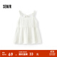 森馬襯衫女無(wú)袖設計感蝴蝶結可愛(ài)2025夏新款花苞肌理上衣吊帶法式 白色調00311 S