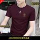 JASONWOOD高端品牌男裝短袖t恤男士夏季冰絲莫代爾圓領(lǐng)休閑速干體恤上衣服 高檔酒紅色【現貨速達】 2XL 【建議150-165斤左右】