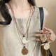 梵昇昱波西米亞配飾項鏈秋冬民族風(fēng)項鏈旅游度假海邊裙子長(cháng)款掛脖毛衣鏈 編織項鏈【乳白月亮】1條裝