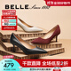 百麗（Belle）牛皮92系列高跟鞋女25春季新款婚禮單鞋3Y6B2AQ5預售 黑色 37 (235mm)