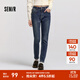 森馬（Semir）森柔|森馬牛仔褲女冬季修身抓毛小腳褲顯瘦舒適韓版休閑潮流長(cháng)褲 牛仔深藍88301 29