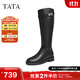 他她（TATA）時(shí)裝靴騎士靴女靴子大筒圍真皮長(cháng)筒靴加絨高靴冬7TG84DG4 黑色（絨里）-7TG84 37