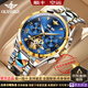 歐品客瑞士認證名表十大品牌手表男士全自動(dòng)機械表男表夜光防水男士手表 升級版 3186鋼帶間藍  免費刻字 終身質(zhì)保
