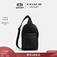 蔻馳（COACH）奧萊男士WEST 斜挎背包商務(wù)牛皮革胸包黑色 QB/黑色
