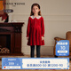 Teenie Weenie  Kids小熊童裝25年款新款女童天鵝絨蕾絲百褶連衣裙 紅色 140 cm