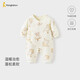 童泰（TONGTAI）嬰兒連體衣秋冬季純棉夾棉新生兒爬服初生寶寶蝴蝶哈衣黃色66cm