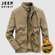 JEEP SPIRIT吉普棉服男加絨加厚保暖外套男士秋冬季高端工裝棉衣男裝棉襖上衣