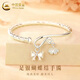 中國黃金（CHINA GOLD）足銀手鐲女士國風(fēng)百搭蝴蝶結銀鐲子婦女節生日禮物送女朋友老婆 蝴蝶結手鐲 約23g