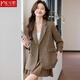 媛可職羊毛毛呢西裝外套女秋冬高級感2025新款休閑小個(gè)子咖色西服加厚冬 單件咖啡色西裝 L