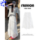 CS.LION白色蕾絲半身裙女夏季2025新款高腰垂感a字半裙長(cháng)裙不規則蛋糕裙 白色【款】 常規 L 適合111-125斤