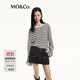 MO&Co.針織衫亞麻棉混紡輕薄竹節肌理感寬松條紋中性落肩摩安珂 黑白條色 S /160