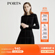 PORTS寶姿女裝秋冬新品長(cháng)袖中長(cháng)連衣裙 黑/白 M