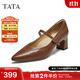 他她（TATA）女鞋2025年冬季淺口單鞋氣質(zhì)黑色羊皮瑪麗珍鞋子X(jué)GM03CQ5 棕色(寬版） 36