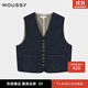 moussy 2025秋季新品復古風(fēng)口袋拼接短款馬甲外套女028IAC10-1003 110藍色 均碼