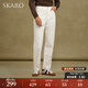SKARO【親膚丹寧】高腰直筒白色牛仔褲男士商務(wù)休閑褲子秋季長(cháng)褲 白色SKF161-1 M （=西褲46碼）