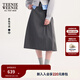 Teenie Weenie小熊女裝半身裙2025年秋季新款氣質(zhì)通勤中長(cháng)款百褶裙 灰色 M