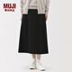 無(wú)印良品（MUJI） 女式橫豎彈力起毛寬擺裙長(cháng)半身裙裙子女裝 25年秋季 BE1XXC5A 黑色 M (160/66A)