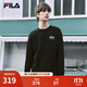 FILA 斐樂(lè )官方情侶款針織長(cháng)袖上衣2025秋新款時(shí)尚休閑純棉寬松長(cháng)T 正黑色-BK L 175/96A/L