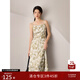 自巧（ZIQIAO）小個(gè)子法式氣質(zhì)雪紡印花吊帶連衣裙女2023秋季新款收腰裙子 油畫(huà)褐 M (4碼)