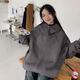 JRET衛衣外套女秋冬歐美風(fēng)個(gè)性簡(jiǎn)約休閑連帽寬松時(shí)尚慵懶風(fēng)上衣女外套 深灰  薄款 S 70-85斤