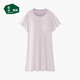 松山棉店小薄荷女士帶胸墊短袖裙莫代爾吊帶睡裙夏季帶杯短袖裙-淺粉XL
